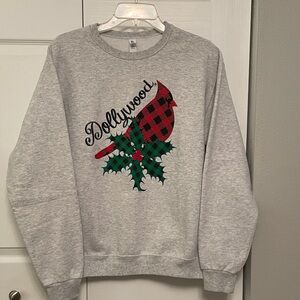 DOLLYWOOD Holiday Sweatshirt JERZEES Medium in Excellent Condition